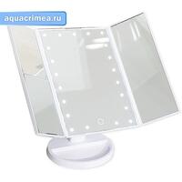 Зеркало косметическое настольное белое со светодиодной подсветкой, раскладное,сенсорное, 18x12x28 см